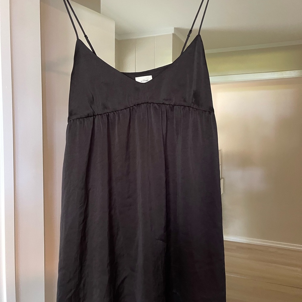 Wilfred Black Spaghetti Strap Dress Babydoll